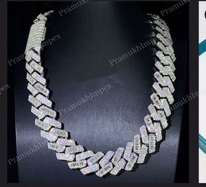 Totalmente helado S925 plata esterlina estilo Miami VVS1 GRA certificado Moissanite Unisex Hip Hop fiesta desgaste cadena cubana para rapero - Product Image 1