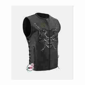 Chaleco personalizado de cuero genuino para motociclista Chaleco de cuero de alta calidad para hombre Chaleco de motociclista para montar - Product Image 4