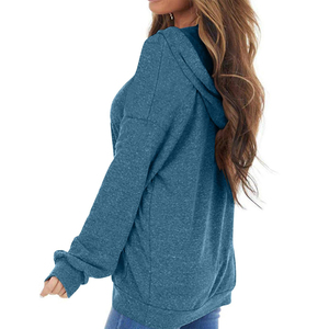 Sudadera con capucha personalizada para mujer, nuevo estilo, hombro caído, ropa de calle de punto transpirable ecológica para otoño con Logo frontal - Product Image 3