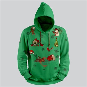 Latest New Design Printed Sublimation Men <b>Hoodies</b> 3D Oversize Fleece <b>Christmas</b> Logo Hooded Pullover Winter Drop Shoulder Solid - Product Image 2