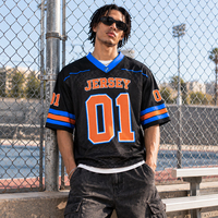 Sublimationsbedrucktes American Football Trikot Übergroßes Hip-Hop Mesh Fußballtrikot Atmungsaktives Polyester Team Fansport-Trikot