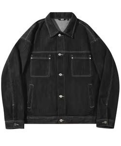 Conjunto de Dos Piezas de Mezclilla de Algodón 100% para Hombre, Talla Grande, Invierno, Color Sólido, Chaqueta y Pantalones Vaqueros con Logotipo Personalizado - Product Image 3