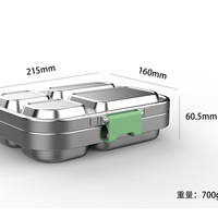 Boîte à lunch pour enfants en acier inoxydable à 4 compartiments, réutilisable, étanche, compatible lave-vaisselle, chauffable, pliable pour l'école