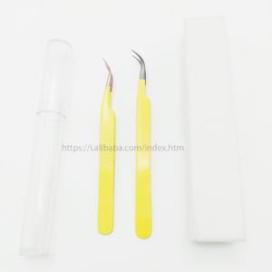 Custom Design <b>Eyelash</b> Tweezers <b>Kit</b> for Beauty Yellow Color OEM <b>Eyelash</b> Tweezers Set High Quality <b>Eyelash</b> <b>Extensions</b> Tweezers - Product Image 5