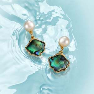 Jeulia Pearl Drop Earrings with <b>Abalone</b> <b>Shell</b> Effect Pendants - Product Image 2