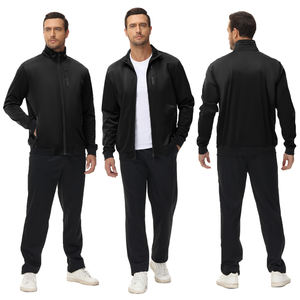 Setelan pakaian olahraga pria, dua potong Set jaket Dan celana ritsleting lengan panjang untuk lelaki - Product Image 2