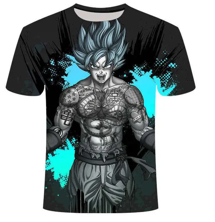 Camiseta de impresión personalizada de alta calidad Goku camiseta sublimada al por mayor