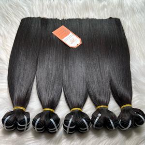 Prix de gros de trame droite d'os de l'usine sans faisceaux de cheveux de fibres synthétiques extensions de cheveux humains qualité de luxe - Product Image 3