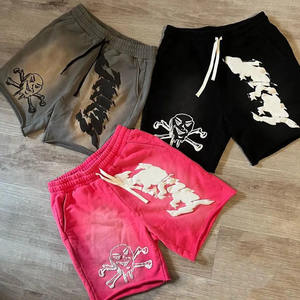 OEM ODM High Street Sports <b>Shorts</b> for <b>Men</b> Heavy-Weight Cotton Acid Wash Ripped Plain Fleece Breathable Raw Hem Drawstring Cargo - Product Image 2