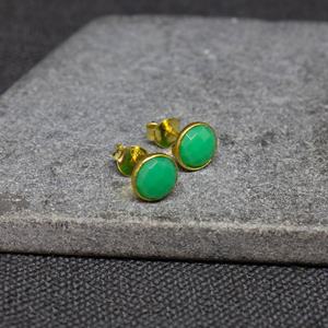 ต่างหูเม็ดเดี่ยวชุบทอง18K แข็ง925เงินแท้สำหรับสตรีสีเขียวงานแต่งงานงานวันครบรอบ - Product Image 3