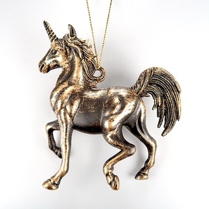 Décoration de Noël Nouvel An Or Antique avec Peinture Noire Acrylique 3D Licorne Ornement - Product Image 1