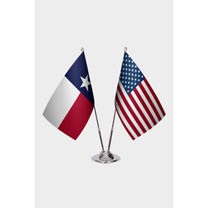 Drapeaux de bureau personnalisés 3x5 pieds Texas États-Unis, impression numérique, matériaux nylon, polyester, soie, plastique, mât en aluminium - Product Image 1
