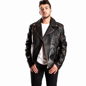 Stylish Outdoor Winter Leather Jackets Men's Biker Leather Jackets in Black Color Genuine Leather Made Full Sleeves - Product Image 3