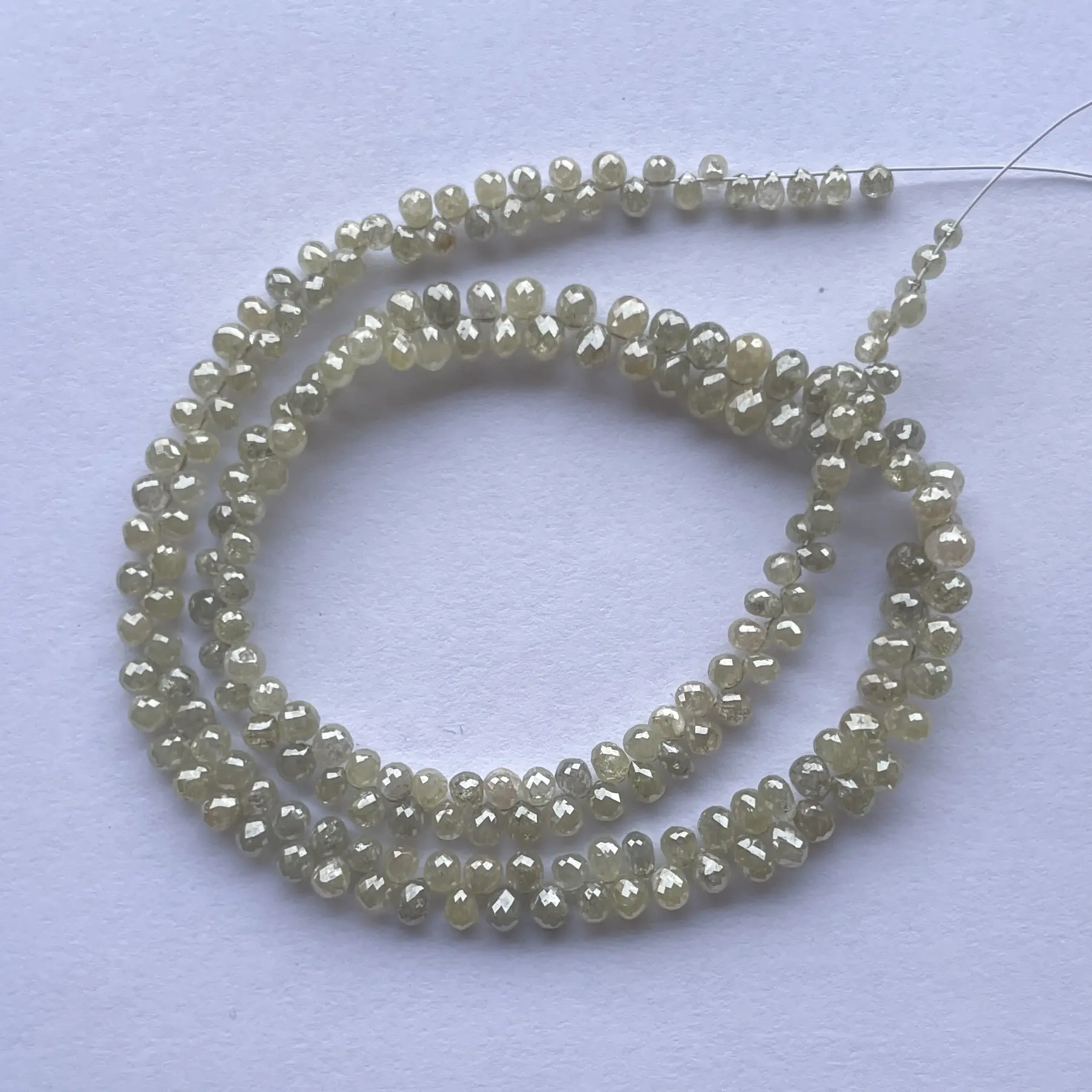 20 30 Pointer doğal beyaz gri sütlü renk elmas Jewelry damla Briolette boncuk takı yapımı için gerçek lüks ince ipliklerini