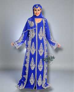 Ensemble de kaftan islamique marocain 2 pièces avec hijab en cristal, taille plus, longueur au sol, manches longues, abaya pour la prière - Product Image 1