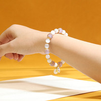 Pulsera de Cuentas de Vidrio Gris Fragante PFT para Mujer, Estilo Chino Nuevo, Joyería Decorativa Cultural, Regalo al por Mayor