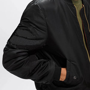 Veste bomber pour homme en nylon noir jet d'hiver, imperméable, coupe-vent, col montant, écologique, prix de gros raisonnables - Product Image 3