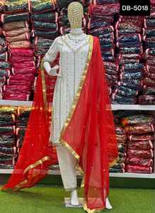 Nuevo Diseño de Traje Salwar Kameez de Alta Calidad para Mujer, con Bordado de Lentejuelas en Tela Faux Georgette, Listo para Usar en el Trabajo o Bodas - Product Image 6