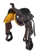 Selle Western pour enfants de 10 pouces, personnalisable, durable, en cuir de buffle 100%, avec gravures florales sculptées à la main, siège rembourré doux et arbre en fibre de verre