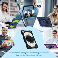 Housse de protection robuste pour tablette avec sangle de maintien rotative à 360° et béquille pour Samsung Galaxy Tab A11 Plus A9 Plus 11 pouces