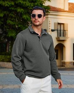 Sudaderas de manga larga de alta calidad Sudadera de jersey con botones de cuarto de cuello alto térmico - Product Image 6