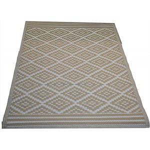Alfombra Reversible Josefine de 120x180cm, Ligera, de Plástico, Color Marrón, para Exteriores, Moderna, Cuadrada, de Polipropileno Reciclado, para Viajes, de Verano - Product Image 5