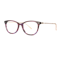 Gafas de Acetato FEROCE Ultrafinas Unisex con Montura Completa a Rayas, Ligeras, Redondas, de Diseño Elegante, para Uso Diario