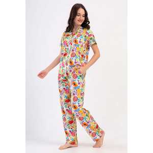 Conjunto de Pijama de Manga Corta para Mujer con Bolsillos y Camisa con Cuello Completamente Abotonado - Product Image 4