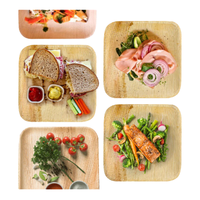 Assiettes carrées jetables personnalisées en palmier d'arec de 9 pouces, robustes, naturelles, non toxiques, écologiques, biodégradables pour tous les événements