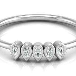 Bague de fiançailles et de mariage en or blanc massif 14 carats, style vintage, avec diamant taille poire cultivé en laboratoire, alliance éternité, bijoux de mode - Product Image 1