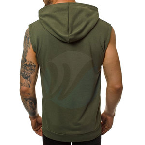 2025 venta al por mayor cremallera completa hombres sin mangas gimnasio sudaderas con capucha algodón mezclado hombres sin mangas gimnasio sudaderas con capucha - Product Image 3
