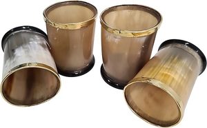 แก้วน้ำทรงแตรสไตล์ไวกิ้ง ทำจากแก้วขัดเงาธรรมชาติ สำหรับงานเทศกาลและใช้ในบ้าน แก้วน้ำทำจากเขาควายธรรมชาติ - Product Image 4