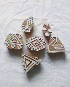 Handmade Sheesham Wood Printing Blocks, Geometric Tribal <b>Stamps</b> Indian Textile Block Fabric, Paper, <b>Hand</b> Palm Stamping - Product Image 1