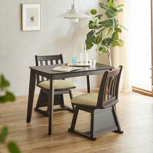 Bàn ăn và ghế thiết lập cho 4 gõ xuống sưởi ấm bàn xoay Ghế lắp ráp đương đại Nhật Bản Minimalism đồ nội thất - Product Image 1