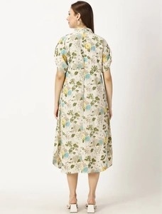 เดรสผ้าฝ้ายพิมพ์ลายแบบอินเดียใหม่เสื้อผ้าลำลองทันสมัยสำหรับฤดูร้อนสไตล์หวานรอบเอวธรรมชาติเป็นมิตรต่อสิ่งแวดล้อมวันวาเลนไทน์ - Product Image 5