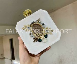 Bolso de Mano de Lujo para Mujer, Accesorio de Moda para Bodas de Diseñador, Hecho a Mano, Decoración de Perlas de Resina, FWE - Product Image 5