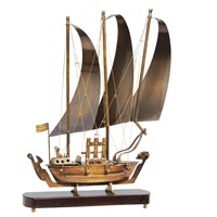 Accessoires de décoration de bureau maison artisanat-bateau à voile méditerranéen fabriqué à la main avec Base en bois pièce d'exposition croisière de grande qualité