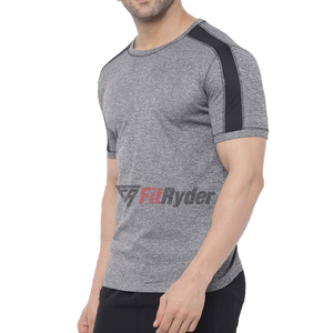 T-shirt de sport décontracté pour homme FITRYDER de haute qualité, écologique, col rond, manches courtes, séchage rapide, respirant, tricoté - Product Image 3