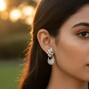 Pendientes de Botón de Plata de Ley 925 con Circonita Cúbica para Mujer, Diseño de Mariposa y Flor en Oro de 14K y 18K, para Regalo, Oro Rosa, Diamante, Perla - Product Image 2