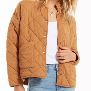 New Style Womens Solid Color <b>Quilted</b> Jacket Long Sleeves Ladies Bomber Jacket OEM Hot Selling Best Quality - Product Image 5