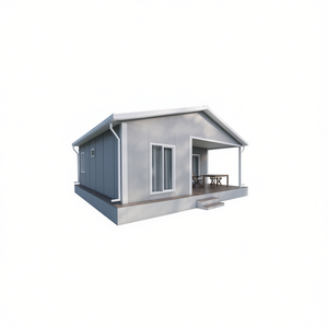 Moderna Terraza Prefabricada de Una Planta con Techo Triangular, Vidrio Templado, Diseño Minimalista, Fácil Instalación, Color Gris-Blanco, Placa de Acero - Product Image 3
