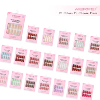 AIERFEI 30 pièces de faux ongles ovales à presser, couleur unie, gel souple, prêts à porter, couverture complète, pointes d'ongles artificielles