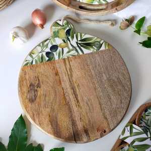 Plato de hoja de madera de mango de diseño más atractivo para funciones de fiesta de cumpleaños precio competitivo Platos y platos seguros para servir - Product Image 1