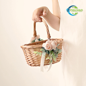 Cesta de flores tejidas de ratán hechas a mano, cesta de campo VINTAGE, cesta de Picnic de regalo de huevo de Pascua duradera con asa - Product Image 3