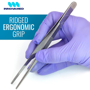 5.5 inches Long Serrated Tissue Forceps Surgical Tweezers And Dressing Forceps BY INNOVAMED New Arrival Tissue Forceps - Product Image 4