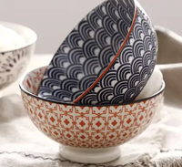 Bol à salade en céramique jetable écologique de style classique pour la maison, motif créatif personnalisé, idéal pour les fêtes - Vente en gros