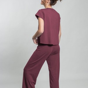 Francés Senior Sense of Ink Painting Pijamas de ocio Primavera y verano Nuevos pantalones largos de manga larga dulces Ropa de casa para mujer - Product Image 5