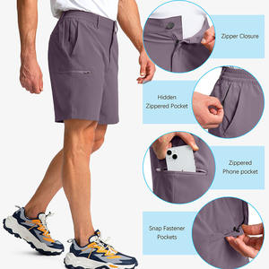 กางเกงวิ่งขาสั้นสำหรับผู้ชายกางเกงขาสั้นเล่นกอล์ฟผ้าโพลีเอสเตอร์และสแปนเด็กซ์แบบลำลอง - Product Image 4