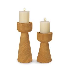 Bougeoir en bois fabriqué à la main pour la décoration intérieure, parfait pour les intérieurs de ferme rustique et de style vintage - Product Image 1