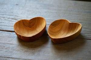 Wooden Bowl Heart Shaped Acacia Wood Bowl, <b>Set</b> of 2 Serving Snack Bowl, <b>Rustic</b> Centrepiece for <b>Dining</b> <b>Table</b>, Dipping Bowl - Product Image 4
